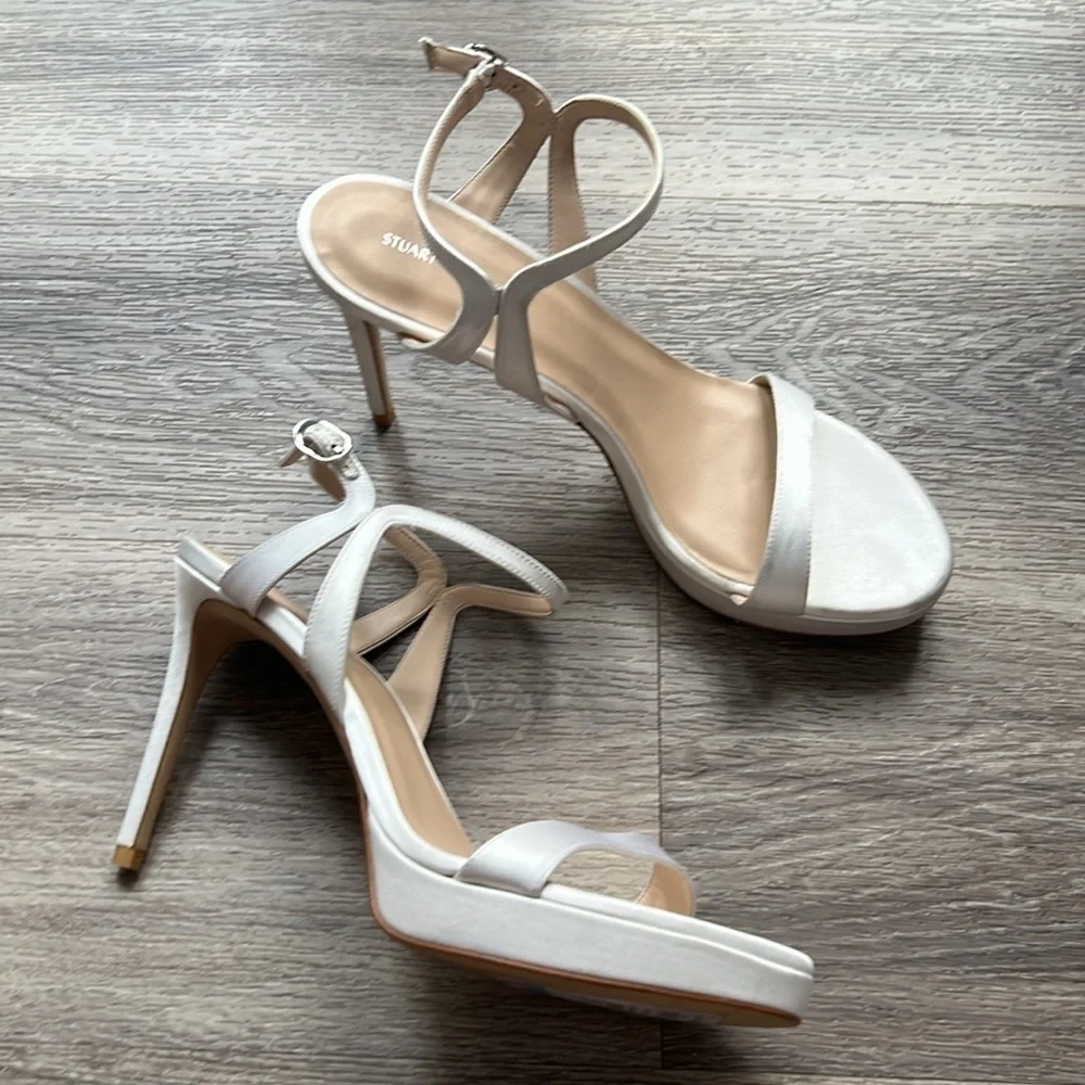 Stuart Weitzman Satin Platform Sandal Size 9.5 Woman’s Evening Elegant Heels